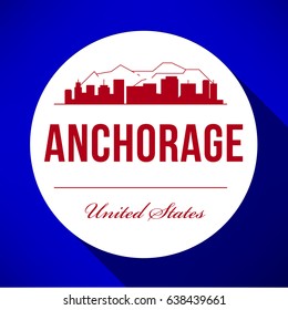 Vector Graphic Design of Anchorage City Skyline