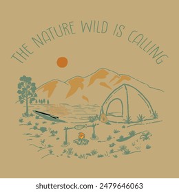 vector graphic design for the atmosphere of camping in the wild