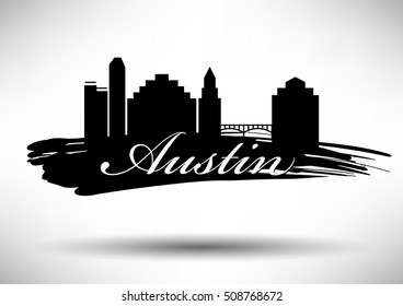 Vector Graphic Design of Austin City Skyline