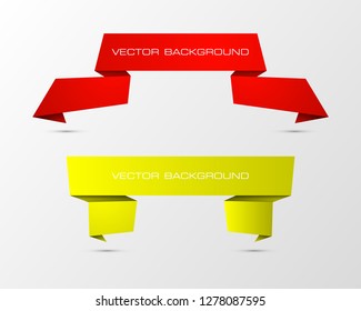 Vector graphic design band banner backgrounds in two different colors. Paper stripe origami style. Abstract pointer