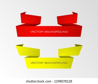 Vector graphic design band banner backgrounds in two different colors. Paper stripe origami style. Abstract pointer