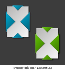 Vector graphic design band banner backgrounds in two different colors. Paper stripe origami style. Abstract pointer