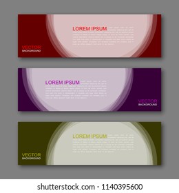 Vector graphic design banner backgrounds in three different colors. Paper origami style.