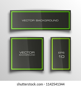 Vector graphic design banner backgrounds in three different colors. Paper origami style.