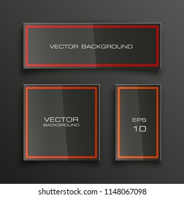 Vector graphic design banner backgrounds in three different colors. Paper origami style.