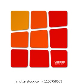 Vector graphic design banner backgrounds in nine different colors. Paper origami style.