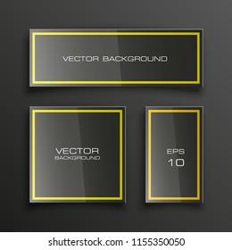 Vector graphic design banner backgrounds in three different colors. Paper origami style.