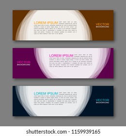 Vector graphic design banner backgrounds in three different colors. Paper origami style.