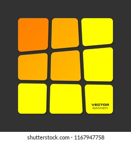 Vector graphic design banner backgrounds, nine pieces parts different colors. Paper origami style