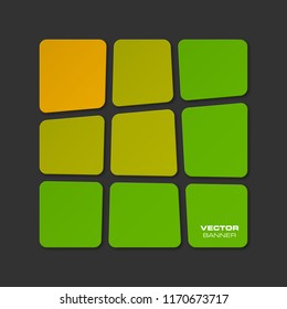 Vector graphic design banner backgrounds, nine pieces parts different colors. Paper origami style