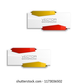 Vector graphic design banner backgrounds in two different colors. Paper origami style.
