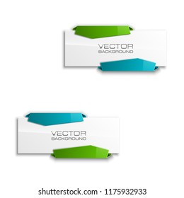 Vector graphic design banner backgrounds in two different colors. Paper origami style.
