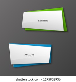 Vector graphic design banner backgrounds in two different colors. Paper origami style.