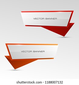 Vector graphic design banner backgrounds in two different colors. Paper origami style. Abstract pointer