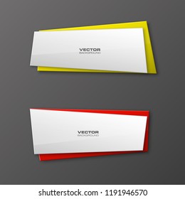 Vector graphic design banner backgrounds in two different colors. Paper origami style.