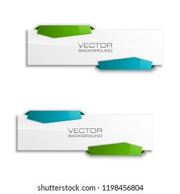 Vector graphic design banner backgrounds in two different colors. Paper origami style.