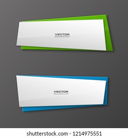 Vector graphic design banner backgrounds in two different colors. Paper origami style.