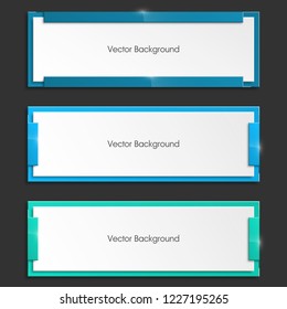 Vector graphic design banner backgrounds in three different colors. Paper banner origami style. Abstract pointer