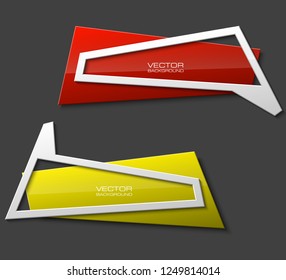 Vector graphic design banner backgrounds in two different colors. Paper banner origami style. Abstract pointer