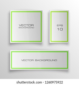 Vector graphic design banner backgrounds in three different colors. Paper square banner origami style. Abstract pointer