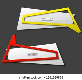 Vector graphic design banner backgrounds in two different colors. Paper banner origami style. Abstract pointer