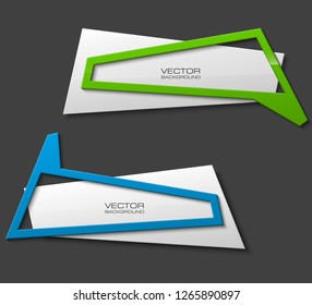 Vector graphic design banner backgrounds in two different colors. Paper banner origami style. Abstract pointer