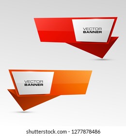 Vector graphic design banner backgrounds in two different colors. Paper origami style. Abstract pointer