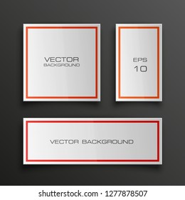 Vector graphic design banner backgrounds in three different colors. Paper square banner origami style. Abstract pointer