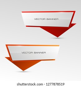 Vector graphic design banner backgrounds in two different colors. Paper origami style. Abstract pointer