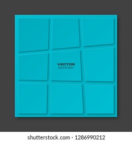 Vector graphic design banner backgrounds, nine pieces parts different colors. Paper origami style