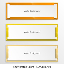 Vector graphic design banner backgrounds in three different colors. Paper banner origami style. Abstract pointer