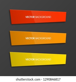 Vector graphic design banner backgrounds in three different colors. Paper banner origami style. Abstract pointer