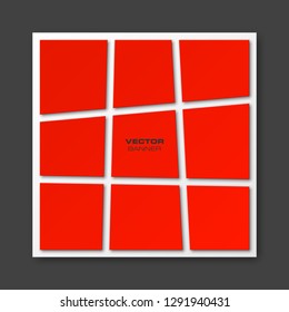 Vector graphic design banner backgrounds, nine pieces parts different colors. Paper origami style