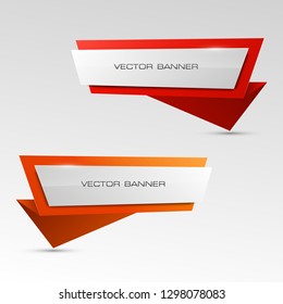 Vector graphic design banner backgrounds in two different colors. Paper origami style. Abstract pointer