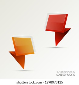 Vector graphic design banner backgrounds in two different colors. Paper banner origami style. Abstract pointer