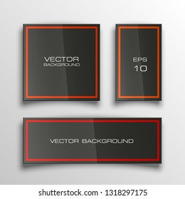 Vector graphic design banner backgrounds in three different colors. Paper square banner origami style. Abstract pointer