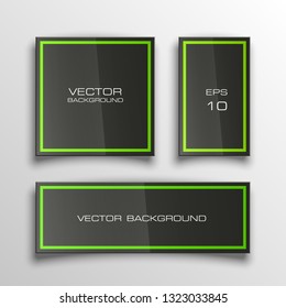 Vector graphic design banner backgrounds in three different colors. Paper square banner origami style. Abstract pointer