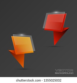 Vector graphic design banner backgrounds in two different colors. Paper banner origami style. Abstract pointer