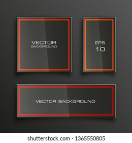 Vector graphic design banner backgrounds in three different colors. Paper square banner origami style. Abstract pointer