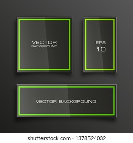 Vector graphic design banner backgrounds in three different colors. Paper square banner origami style. Abstract pointer