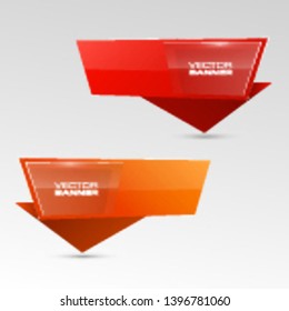 Vector graphic design banner backgrounds in two different colors. Paper origami style. Abstract pointer