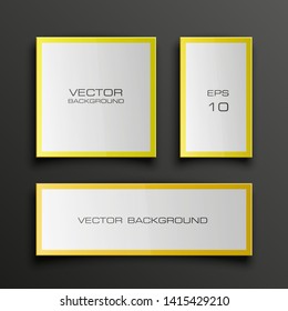 Vector graphic design banner backgrounds in three different colors. Paper square banner origami style. Abstract pointer