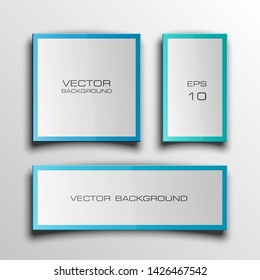 Vector graphic design banner backgrounds in three different colors. Paper square banner origami style. Abstract pointer