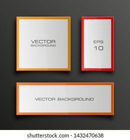 Vector graphic design banner backgrounds in three different colors. Paper square banner origami style. Abstract pointer