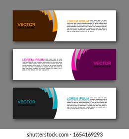Paneles de diseño gráfico vectorial en tres colores diferentes. Estilo origami de papel.