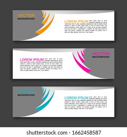 Vector graphic design banner backgrounds in three different colors. Paper origami style.