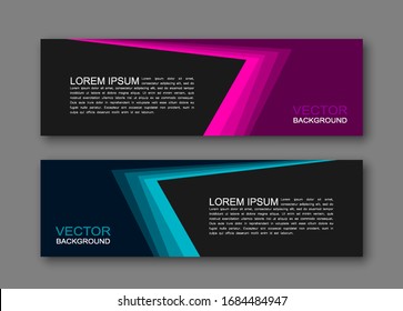 Vektorillustration Grafikdesign-Banner-Hintergründe in drei verschiedenen Farben. PapierOrigami-Stil.