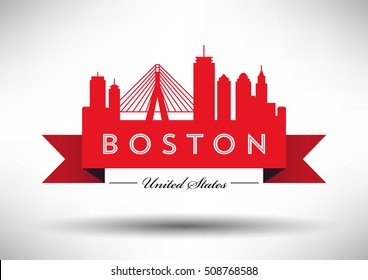 Vector Graphic Design of Boston City Skyline