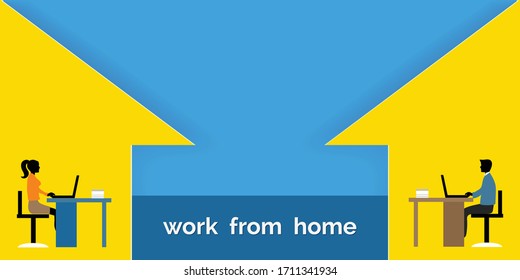 vector graphic design of business people and social distancing concept work from home, 