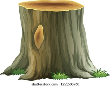 vector graphic design of a cartoon big tree stump on a white background